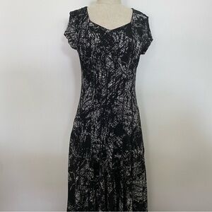 Coldwater Creek Black and White Patterned Midi Dress
